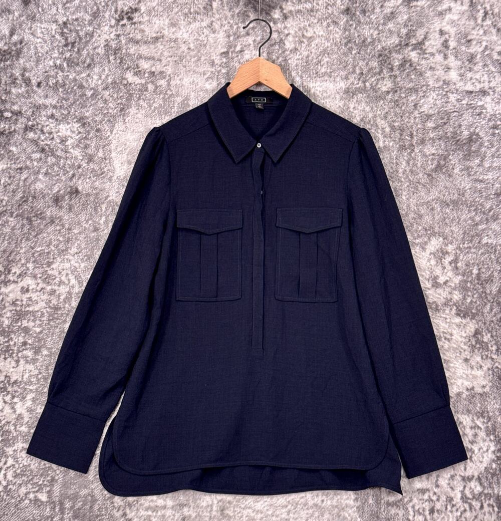 AYR Popover Tunic Utility Shirt Medium Womens Blue Long Sleeve Top